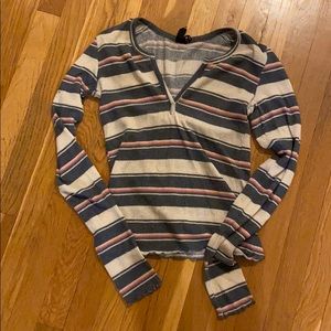 Urban outfitters striped Henley- medium